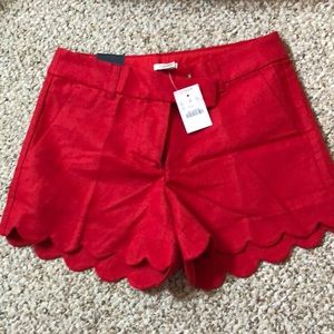 J. Crew Red Scalloped Shorts Size 0